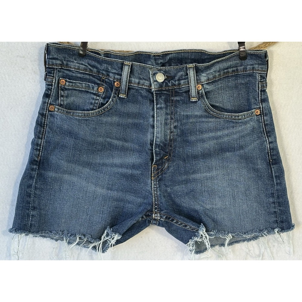 Levi's 513 Cut-Off Denim Shorts Distressed Women 31 Blue Excellent